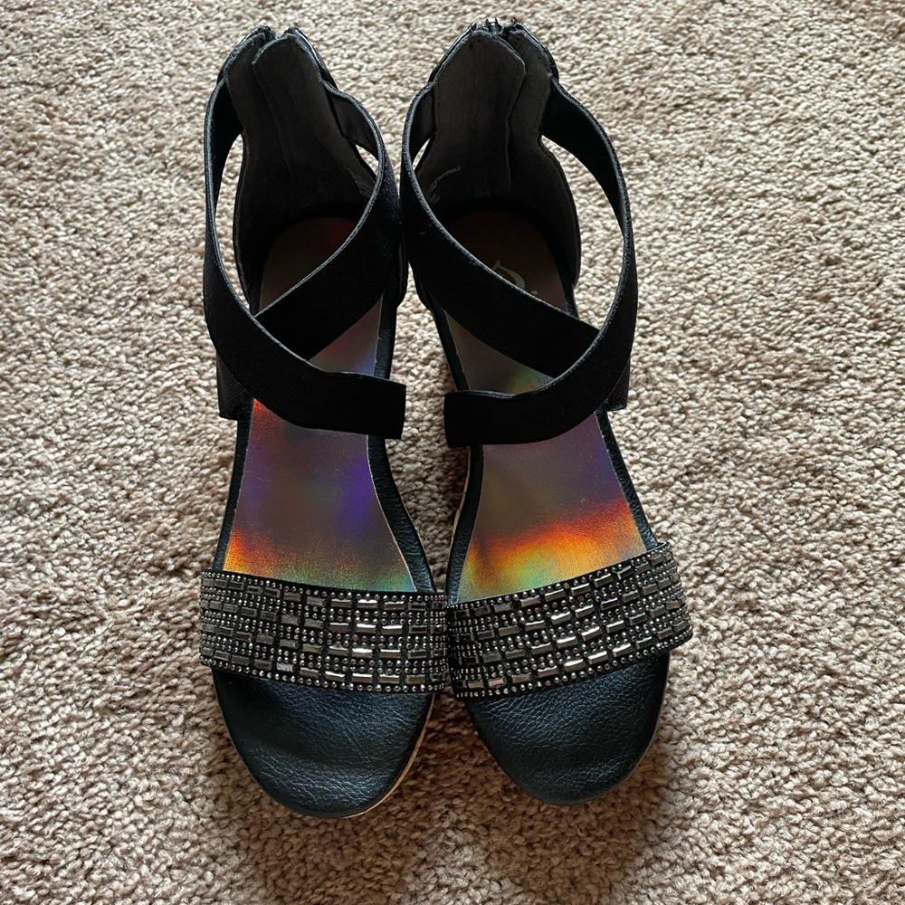 Justice black wedge Sandals